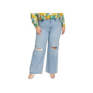 Trendy Plus Size Ripped Wide-Leg Jeans